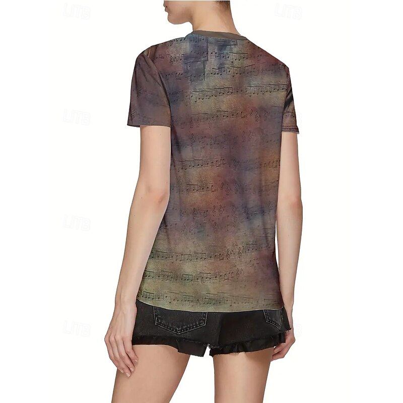 Women's T Shirt Summer Tops Graphic Flowers Classic Casual Short Sleeve Crew Neck Crop Tops Daily Weekend Print Rainbow Summer Spring Fall2