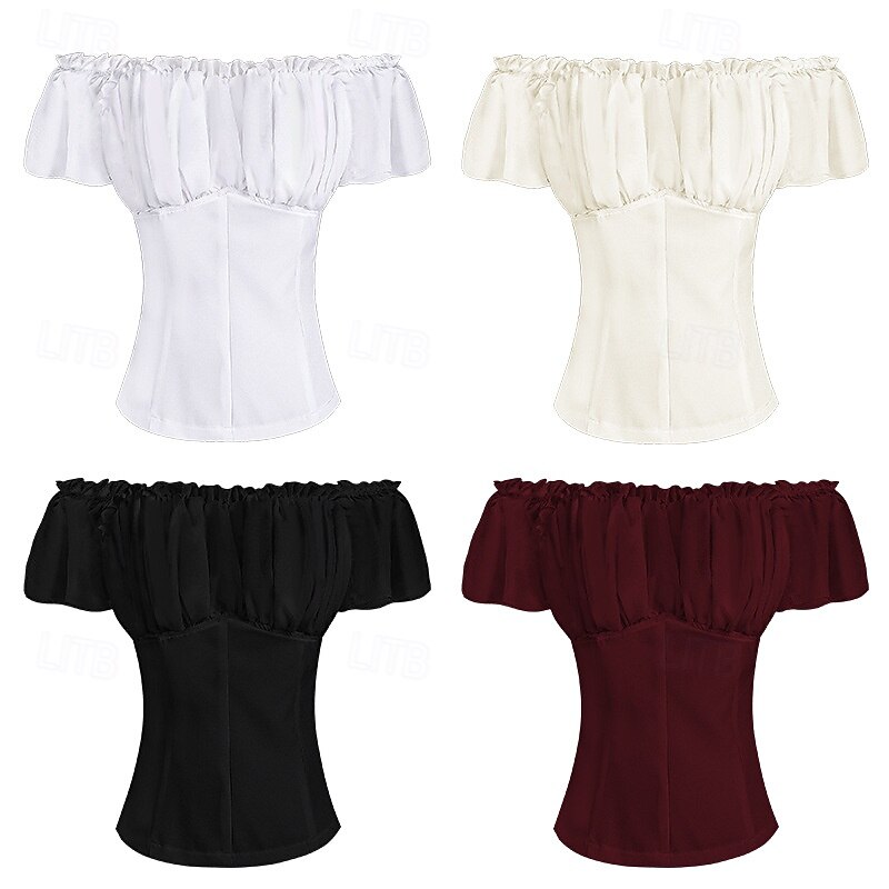 Retro Vintage Rococo Renaissance Blouse / Shirt Lace Bow Solid Color Fancy Dress Women's Pirate Royal Masquerade Casual Daily Adults' Blouse2