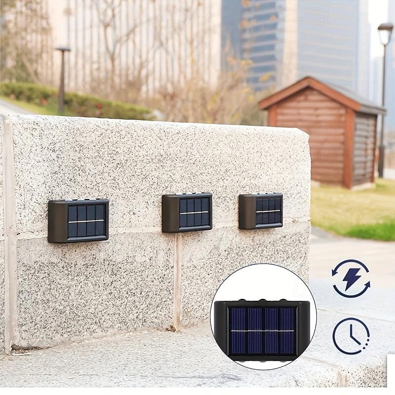 4 Pcs LED Outdoor Solar Lights Step Lights 6 Beads Patio Lights Courtyard Garden Fence Deck Wall Lights Easy Installation3