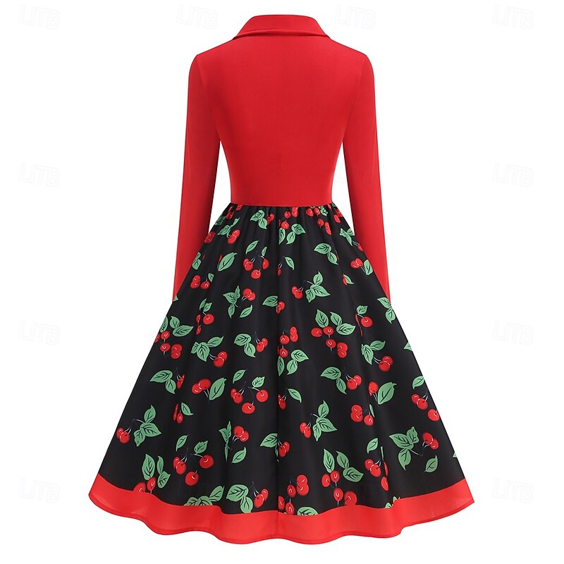Retro Vintage 1950s Rockabilly Dress Swing Dress Cherry Fancy Dress Women's Carnival Masquerade Daily Wear Adults' Dress Homecoming Dresses3