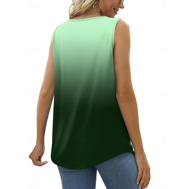 Women's Camisole Tank Top Ombre Graphic Color Gradient Stylish Casual Sleeveless Square Neck Regular Tops Daily Ruched Print Pink Blue Green Summer2
