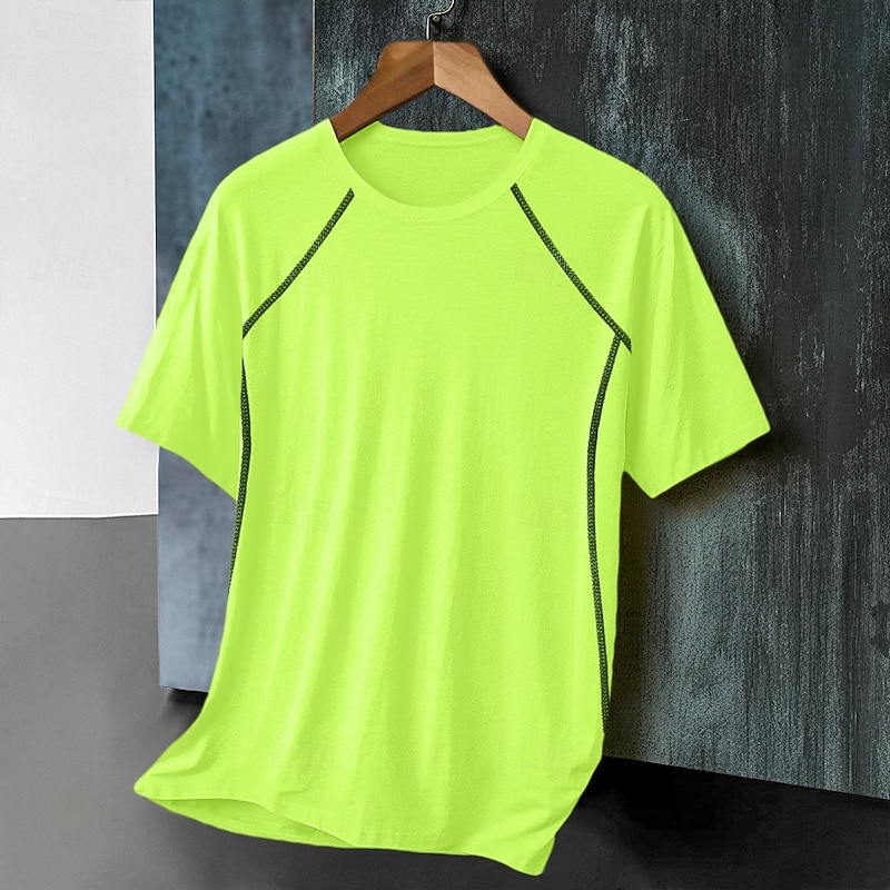 Men's T Shirt Muscle Shirt Moisture Wicking Shirts Short Sleeve Crew Neck Summer Plain Sports Lightweight Sporty Athletic Fitness Gyms Red black White Black Top Tee for Men