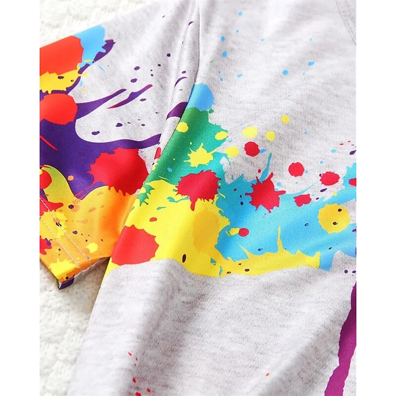 Boys 3D Rainbow T-shirt & Shorts Set Short Sleeve Summer Spring Sports Fashion Daily Kids 4-12 Years Crew Neck Outdoor Vacation Sports Tailored Fit3