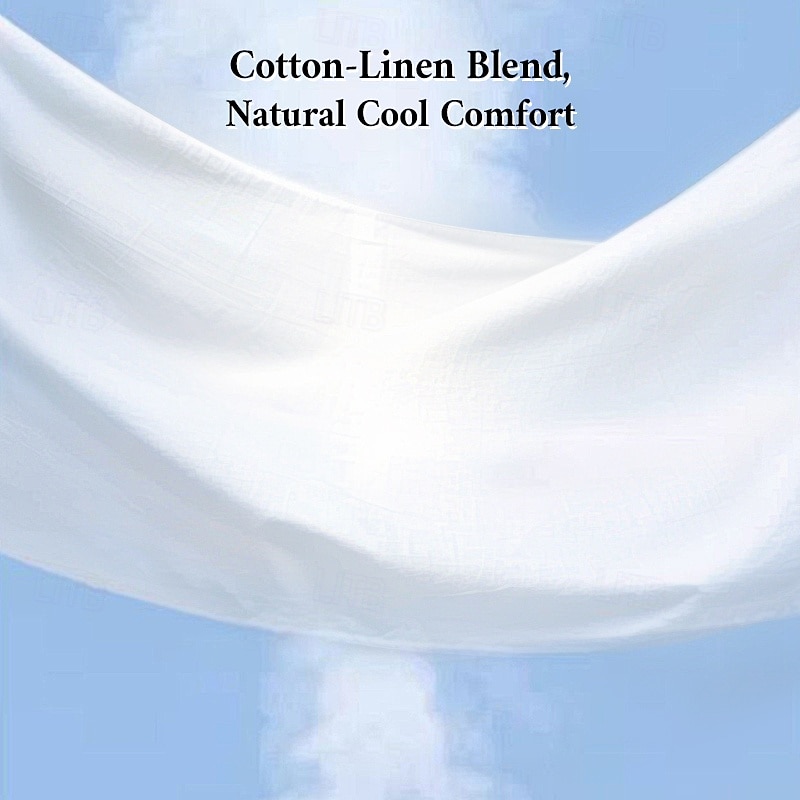 Women's Wide Leg Cotton Linen Pants Pants Trousers Casual Daily Full Length Plain Drawstring Side Pockets Wide Leg Breathability Comfortable Inelastic Going out Weekend Black White Navy Blue Khaki2