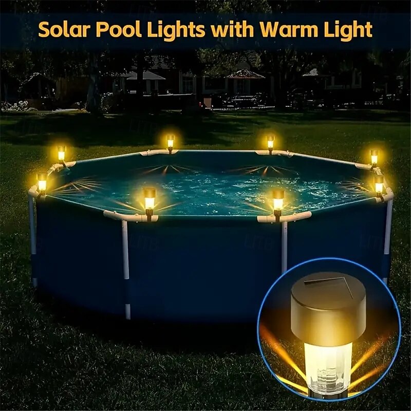 6 Pcs 4pcs 1PC LED Solar Fence Lights Swimming Pool Decorative Lights Courtyard Reed Decorative Lights  Including Zip Ties Warm White RGB White 1.2 V Outdoor Lighting4