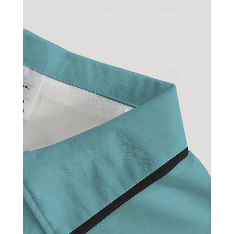 Men's Golf Shirt Golf Polos Shirts Work Casual Lapel Short Sleeve Basic Modern Flamingo Buttons Summer Spring Regular Fit Lake blue Wine Dark Red Pink Dark Pink Blue Golf Shirt4