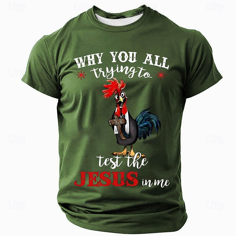 Men's Animal Funny T Shirt Short Sleeve T shirt 3D Print Crew Neck Shirt Exaggerated Designer Party Street Casual Black Blue Green Summer Spring All Seasons Clothing Apparel S M L XL XXL XXXL