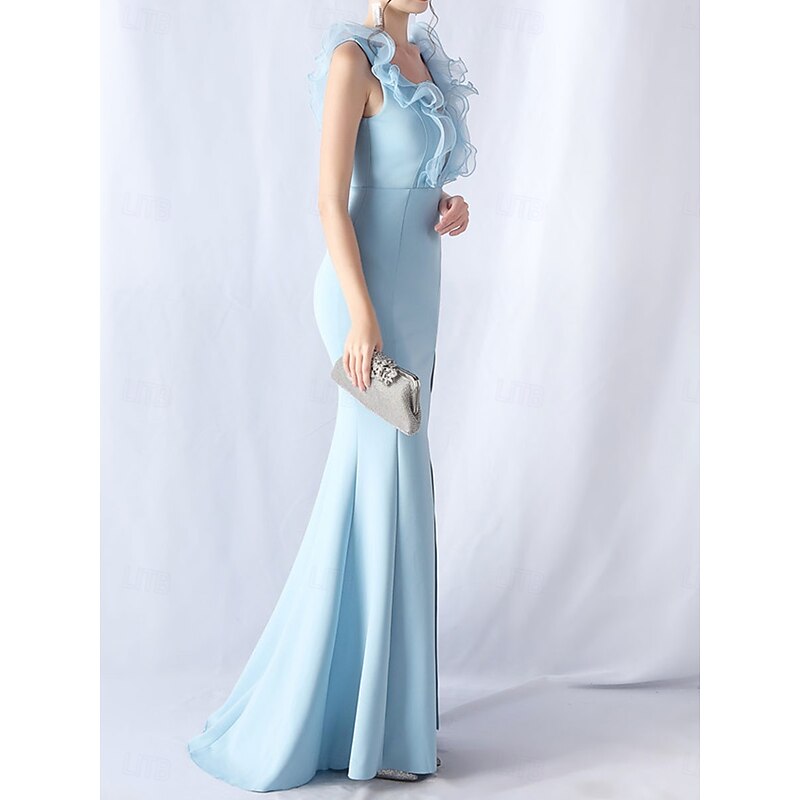 Mermaid / Trumpet Quinceanera Dresses Elegant Dress Wedding Wedding Guest Floor Length Sleeveless V Neck Spandex with Ruffles4