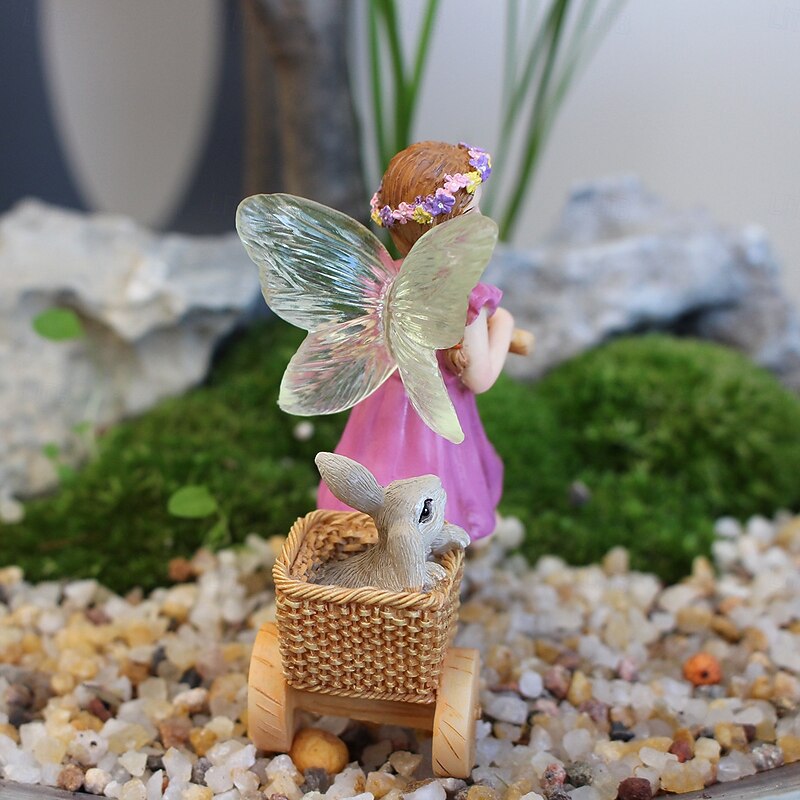 Creative Resin Ornament, Bicycle Flower Fairy Resin Ornaments, Miniature Sleeping Fairy Statue, Sleeping Flower Fairy Outdoor Yard, Fairy Garden Accessories, Bonsai & Lawn Decoration3