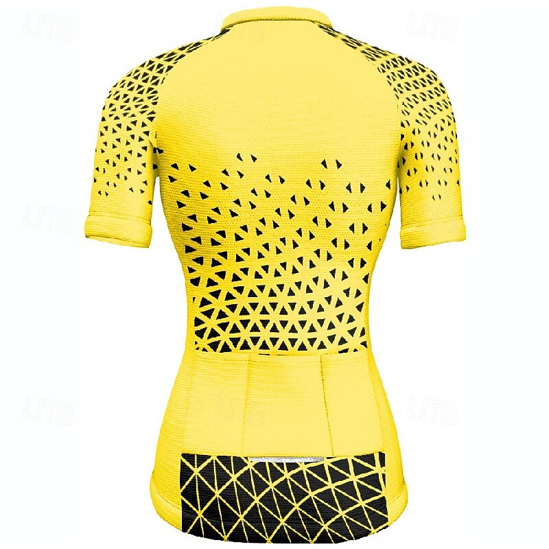 Women's Cycling Jersey Geometric Short Sleeve Bike Tee Tshirt Jersey with 3 Rear Pockets Mountain Bike MTB Quick Dry Anatomic Design Wicking Breathable Sports Yellow Red Purple Clothing Apparel3
