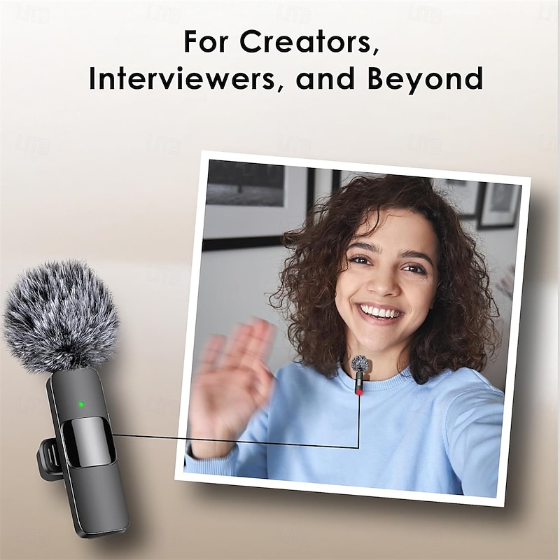 Mini Mic Wireless Microphone for iPhone, iPad, Android Lavalier Microphone for Video Recording with USB-C & Lighting3