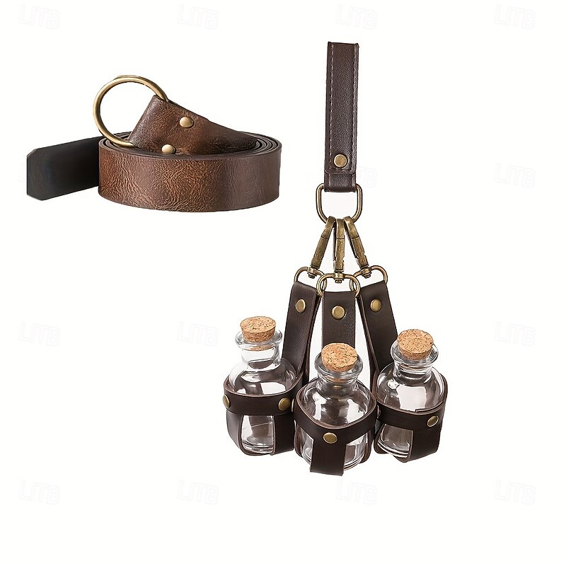 Punk & Gothic Medieval Renaissance Accesories Set Vikings Fancy Dress Men's Women's Unisex Celtic Viking Halloween Carnival Masquerade Performance LARP Ren Faire Adults' Bag Magic Bottle