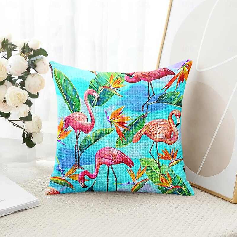 Tropical Floral Decorative Toss Pillows Cover 1PC Soft Square Couch Cushion Case Pillowcase for Bedroom Livingroom Sofa Chair4