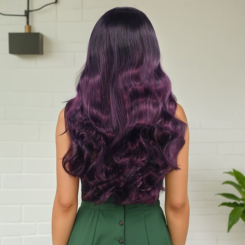 Synthetic Wig Wavy Curly Weave Layered Haircut With Bangs Machine Made Wig 28 inch A1 Synthetic Hair Women's Classic Comfortable Color Gradient Multi-color Mixed Color4