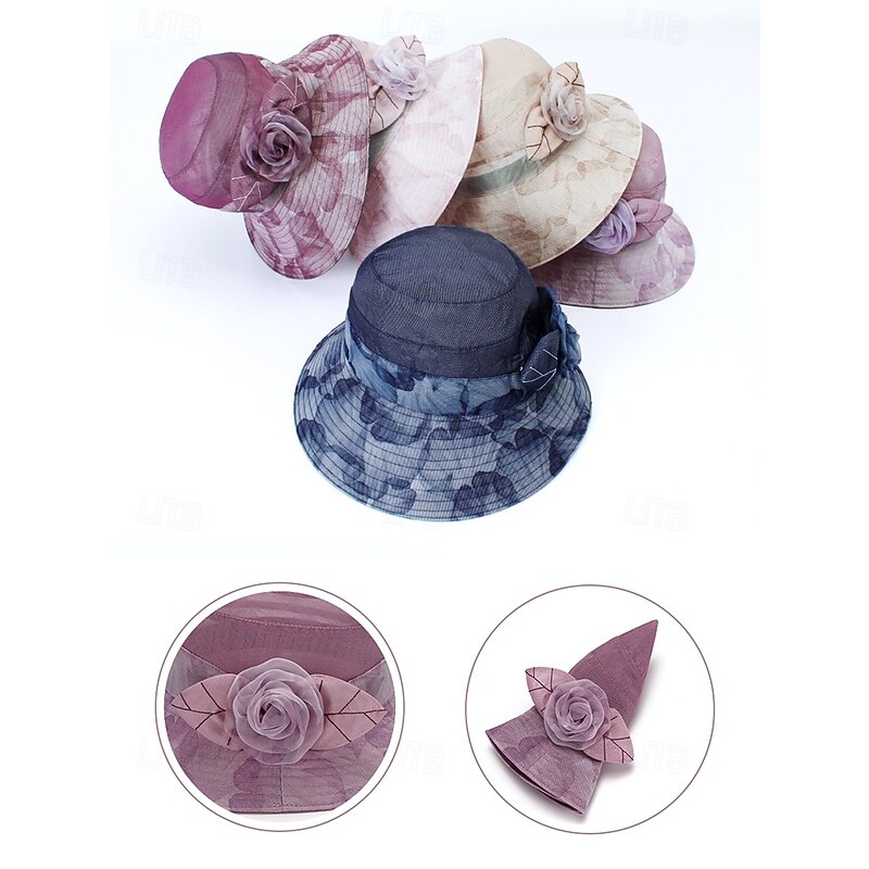 Elegant Floral Sun Hat for Women - Lightweight Breathable Wide Brim Bucket Hat with Rose Decoration, Breathable and UV Protection, Perfect for Beach, Travel and Summer Outdoor Activities3