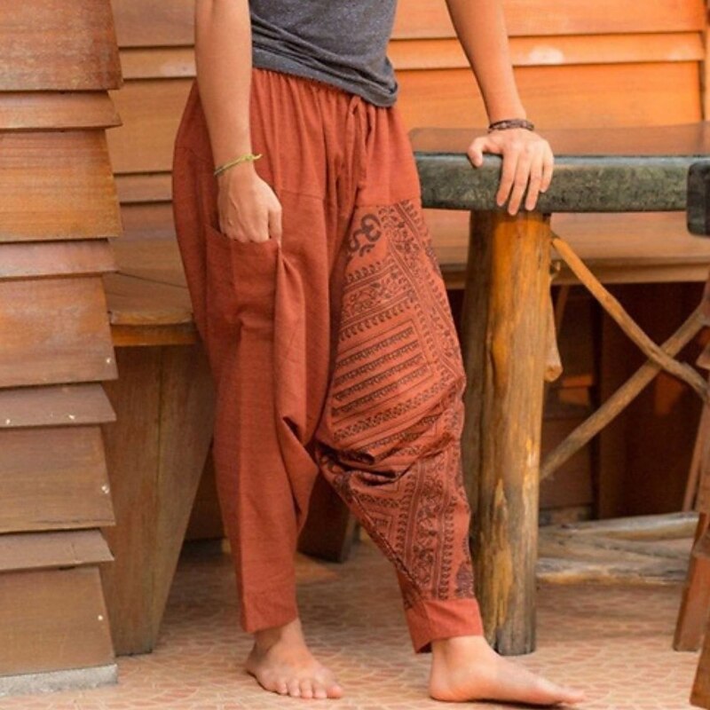 Retro Vintage Boho Medieval Trousers Harem pants Pirate Viking Baggy Fancy Dress Men's Pirate Carnival Vacation Yoga LARP Adults' Pants Spring & Summer2