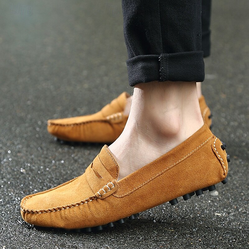Men's Brown Suede Penny Loafers – Casual Slip-On Driving Shoes with Anti-Slip Sole3