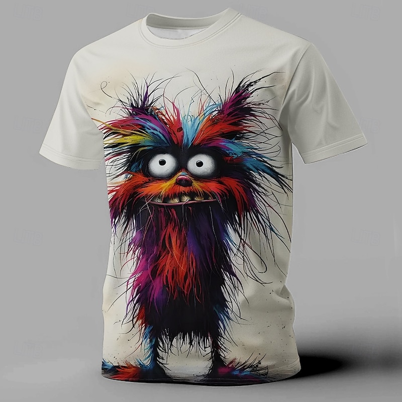 Men's Animal Funny T Shirt Short Sleeve T shirt 3D Print Crew Neck Shirt Exaggerated Designer Party Holiday Beige Summer Spring Clothing Apparel S M L XL XXL XXXL