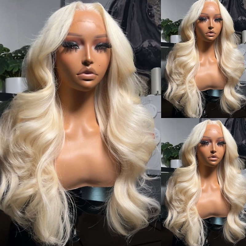 Brazilian 100% Virgin Hair Ash Blonde Glueless 5x5 Closure Wigs 13x4 Lace Front Wig Wavy Human Hair Wig For Women