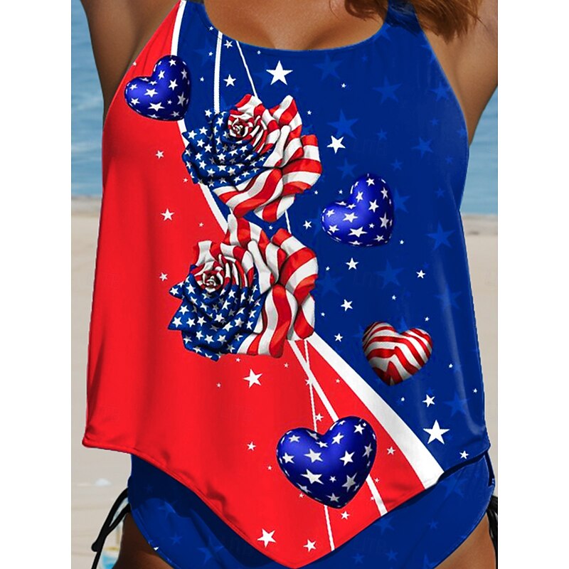 Women's Patriot Veteran Swimsuit Patriotic  Tankini 2 Piece Cheeky Swimsuit Backless Vacation Beach Wear Flag U Neck Sleeveless Bathing Suits3