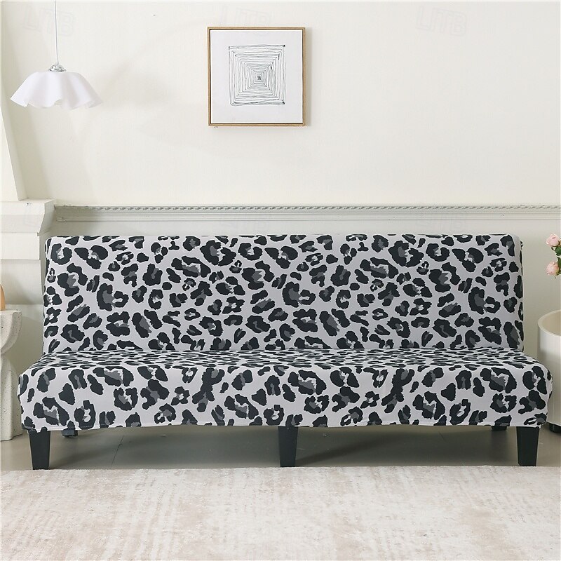 Jacquard Fabric Armless Sofa Bed Cover Sofa New Year Decor Slipcovers Stretch Protector Elastic Bench Cover3