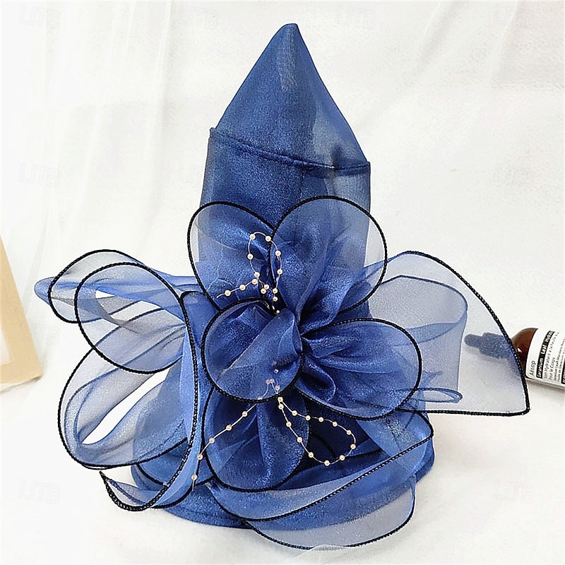 Hats Organza Sun Hat Wedding Holiday Tea Party Horse Race Cocktail Elegant Vintage Sun Protection With Floral Headpiece Headwear3