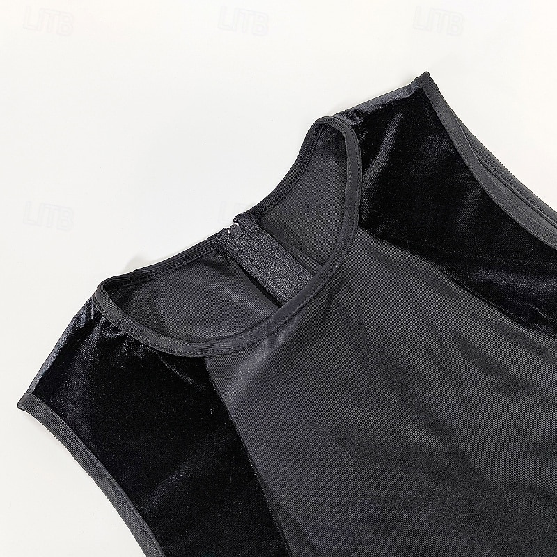 Men's Tracksuit Shapewear Bodysuit Gymnastics Suits Crew Neck Outdoor Sports Patchwork Plain Black Red Polyester Activewear Sports & Outdoors Gymnatics Spring3