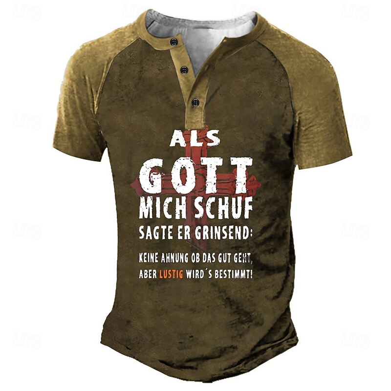 Men's Funny Graphic T-Shirt Short Sleeve - Humorous German Quote Tee: 'When God Created Me, He Said It'd Be Funny!'4