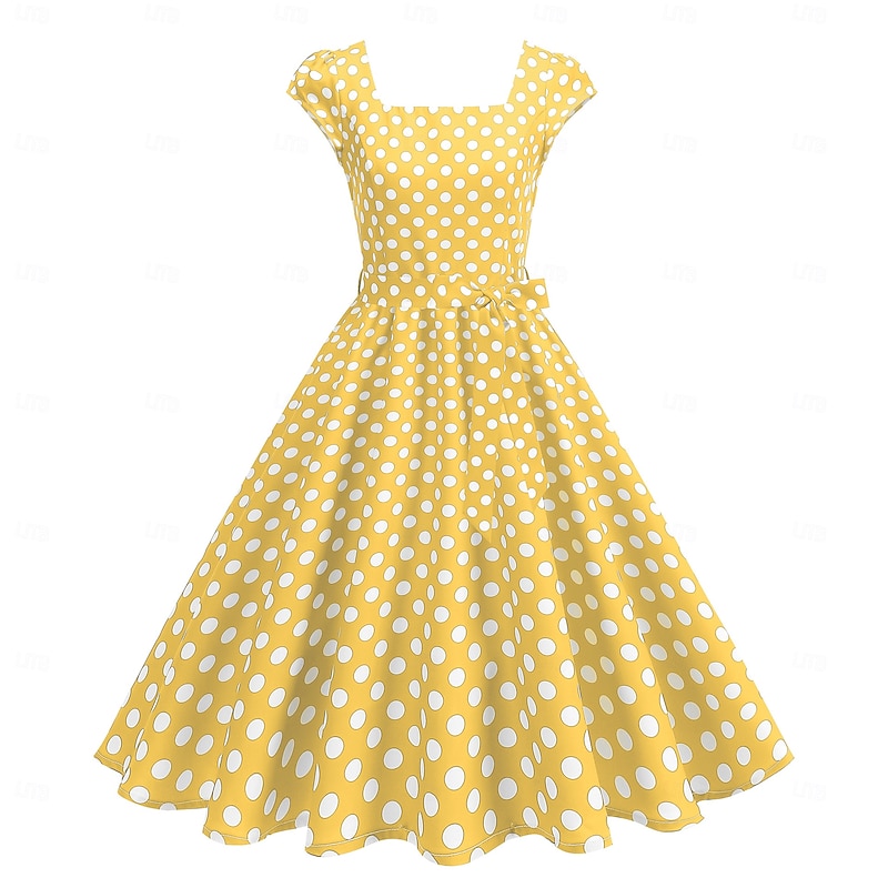 Retro Vintage 1950s Grease Outfits Dress Swing Dress Polka dots Fancy Dress Women's Carnival Masquerade Daily Wear Bachelorette Party Adults' Dress Homecoming Dresses
