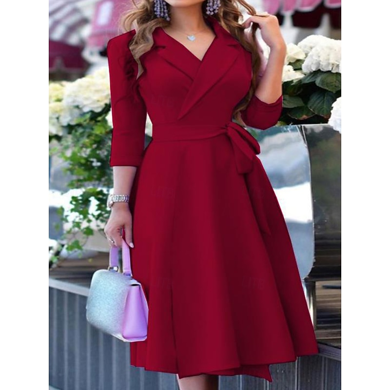 Women's Mini Dress Blazer Dress Work Dresses Fit And Flare Dress Basic Casual Vacation Daily Regular Fit Graphic Long Sleeve Lapel Black Pink Wine Blue Summer2