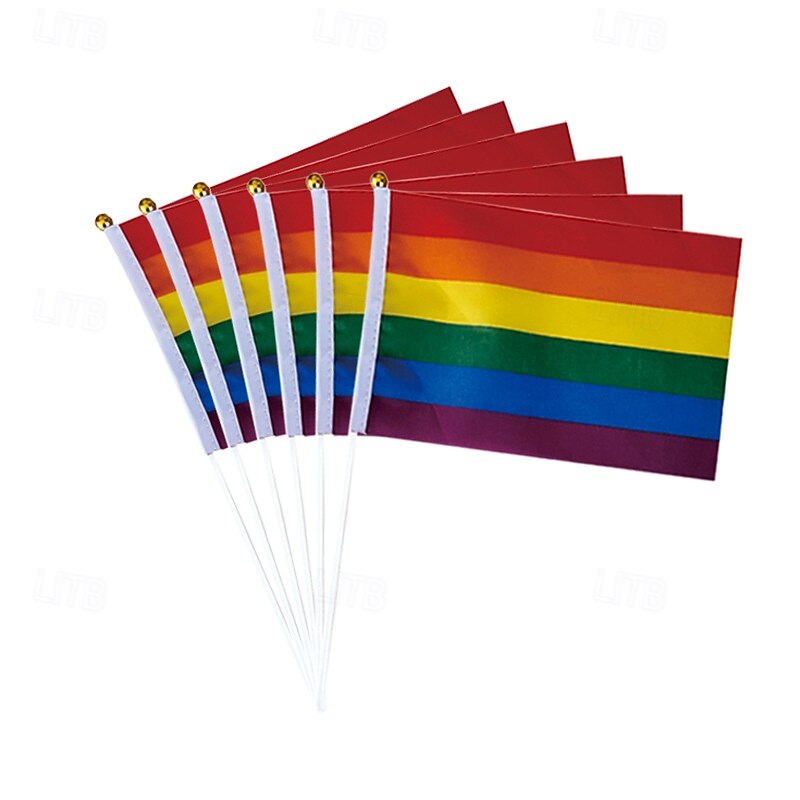 June Pride Month Rainbow Pride Flag Decorations Hand Held Small LGBTQ Gay Lesbian Bisexual Pansexual Transgender Happy Pride3