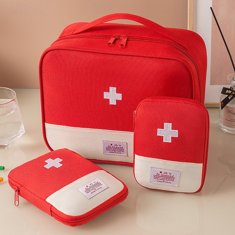 Medicine Storage Box Set, Portable Travel Compact First Aid Kit, Medical Organizer Bag for Medications & Essentials, Small Emergency Pouch for Travel