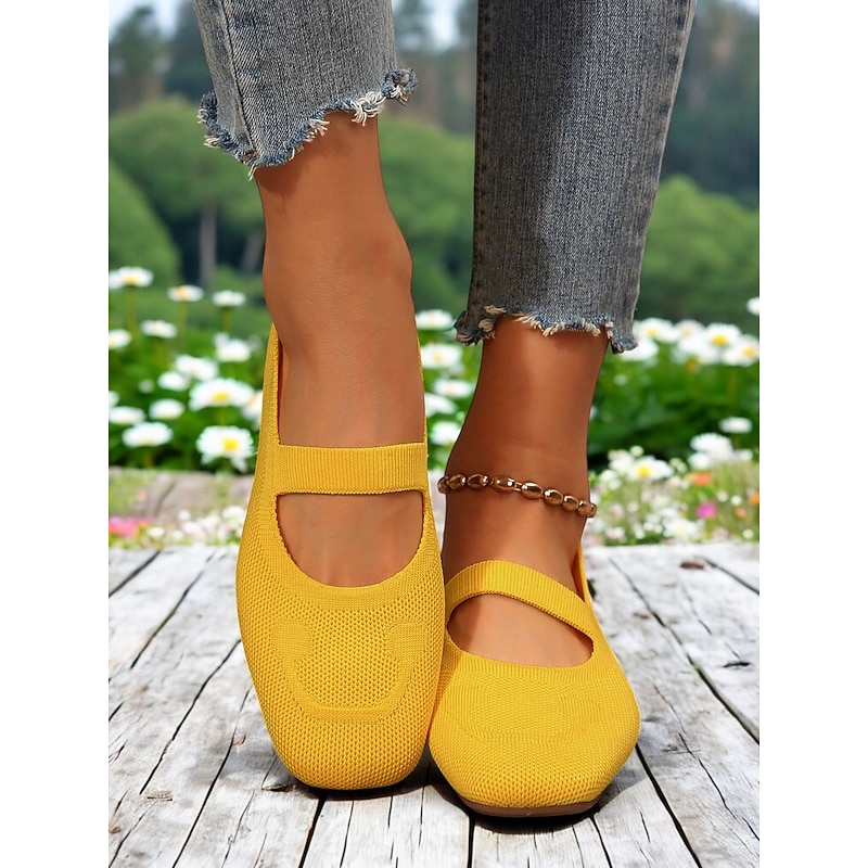Women's Flyknit Mary Jane Flats – Comfortable Square-Toe Slip-On Shoes for Summer & Daily Wear4