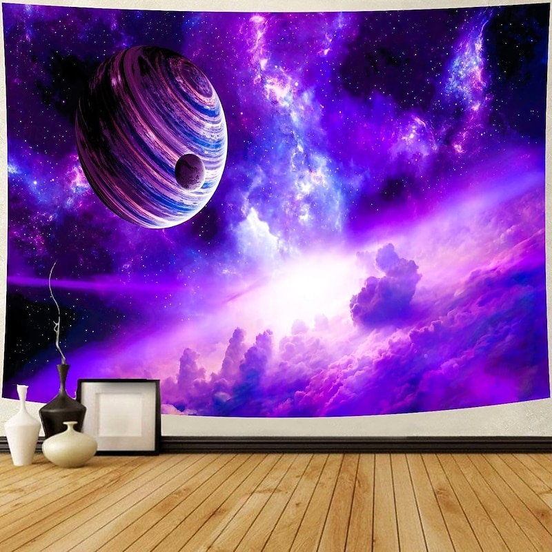 Blacklight Tapestry Glow in the Dark Glow Party UV Reactive Planet Universe Trippy Misty Nature Landscape Hanging Tapestry Wall Art Mural for Living Room Bedroom3