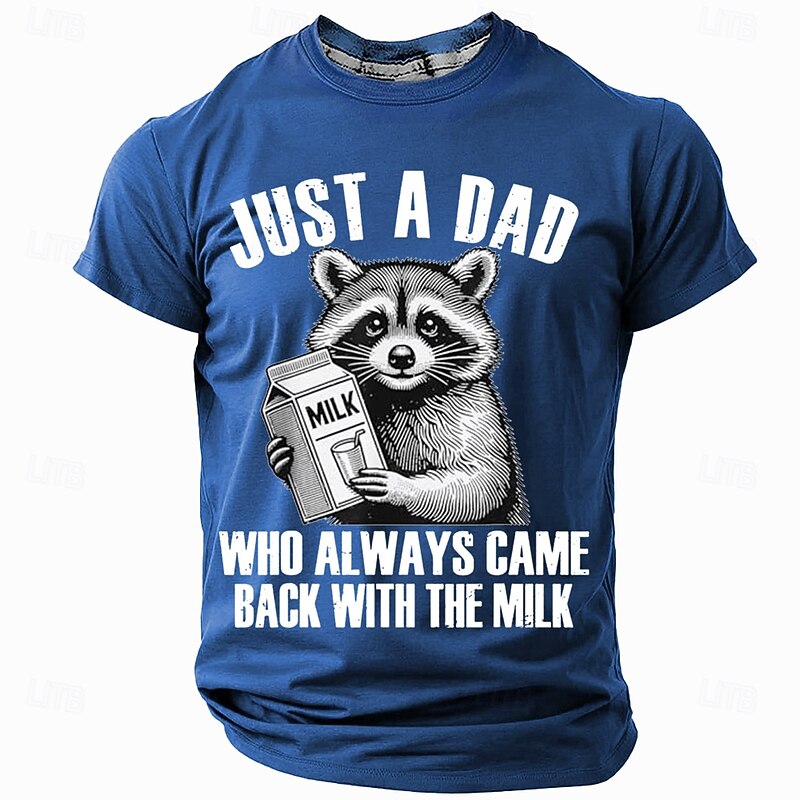 Men's Funny Dad Graphic T-Shirt: 'Just A Dad Who Always Came Back With The Milk' Short Sleeve Father's Day Tee3