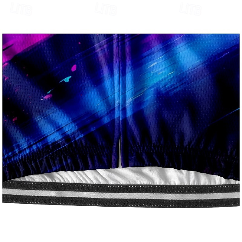 Men's Cycling Jersey Gradient Letter & Number Short Sleeve Bike Tee Tshirt Jersey with 3 Rear Pockets Mountain Bike MTB Quick Dry Anatomic Design Wicking Breathable Sports Dark Purple Blue Purple4