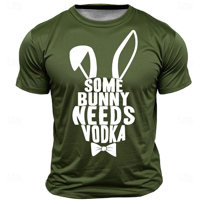 Easter Men's Rabbit T Shirt Short Sleeve T shirt 3D Print Crew Neck Shirt Designer Casual Party Holiday Light Blue Black Blue Summer Spring Clothing Apparel S M L XL XXL XXXL4