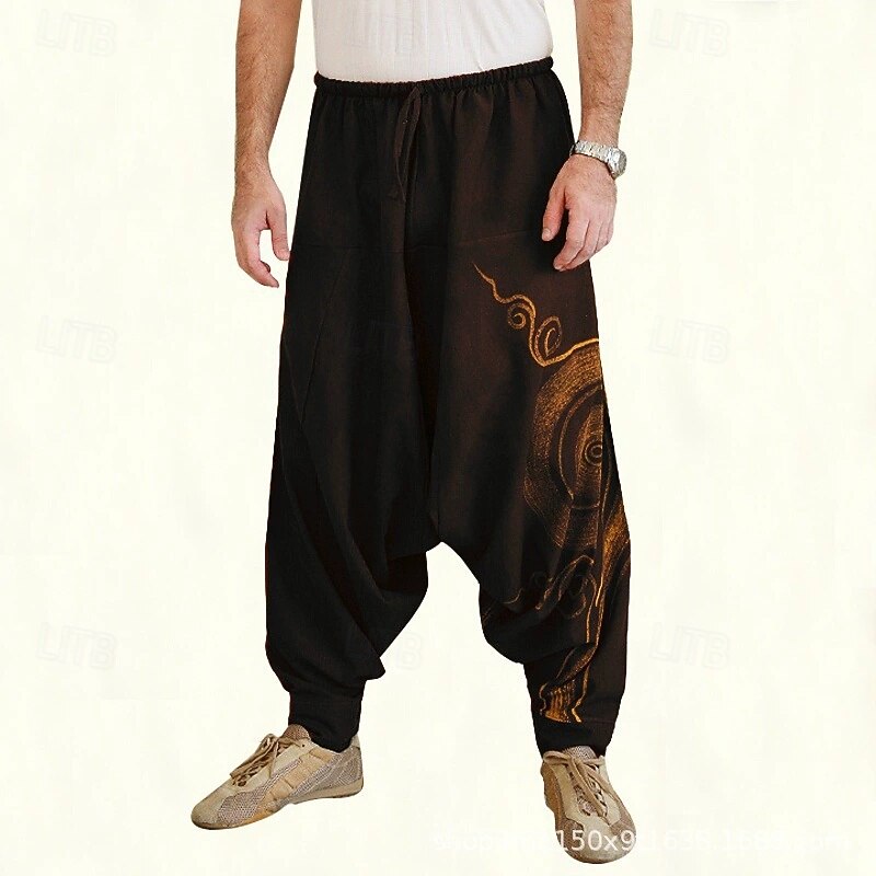 Retro Vintage Boho Medieval Trousers Harem pants Pirate Viking Baggy Fancy Dress Men's Halloween Carnival Vacation Yoga LARP Adults' Pants3