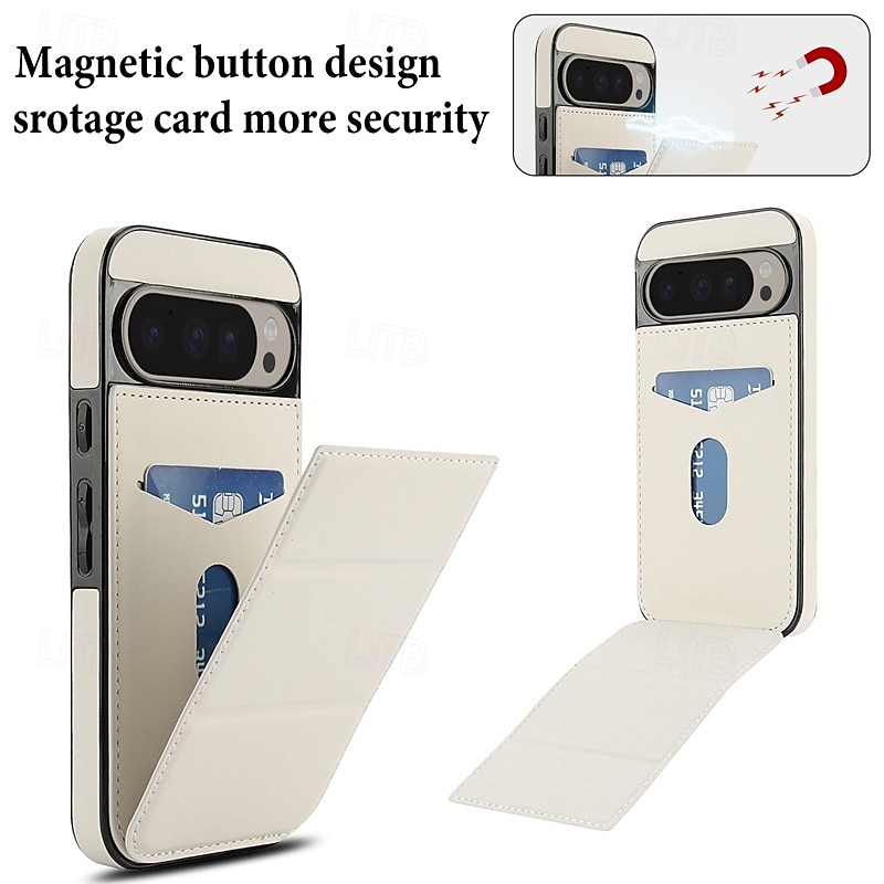 Phone Case For Google Pixel 9 Pro Pixel 9 Pro XL Pixel 8 Pro Pixel 8 Pixel 9 Back Cover with Stand Holder Magnetic Card Slot Retro TPU PU Leather3