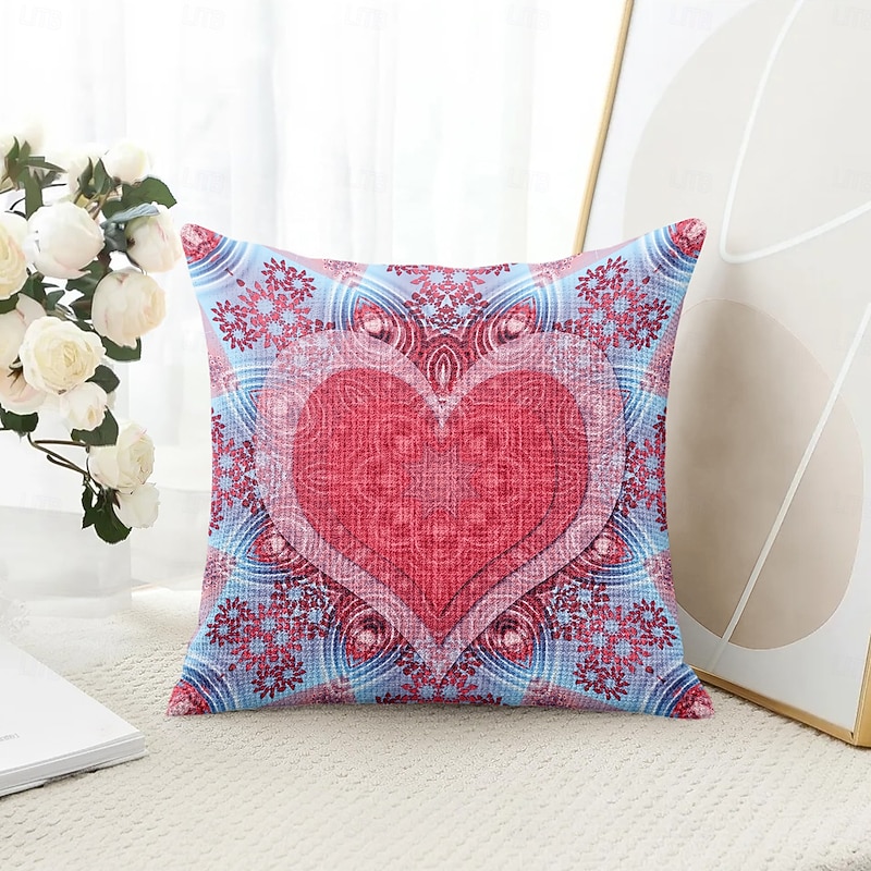 Mandala Bohemian Heart Decorative Toss Pillows Cover 1PC Soft Square Couch Cushion Case Pillowcase for Bedroom Livingroom Sofa Chair4
