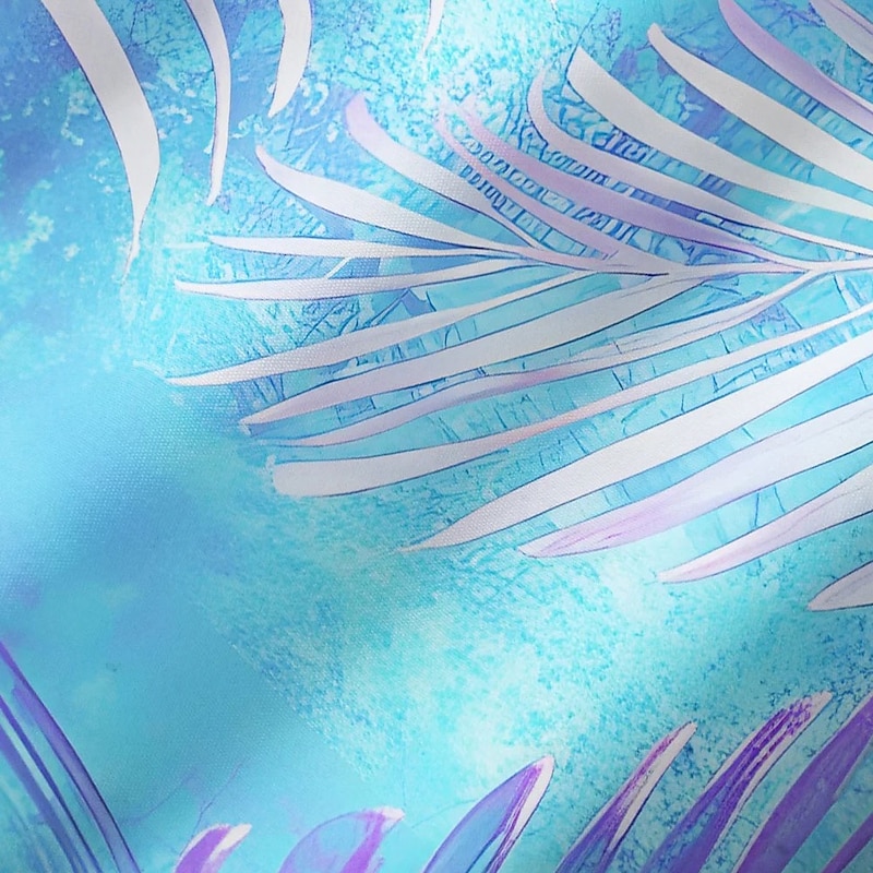 Men's Palm Leaf Tropical Plants Shirt Summer Hawaiian Shirt Button Up Shirt Short Sleeve Hawaiian Resort Vacation Holiday Beach Wear Summer Spring Turndown 3D Print Collared Shirts Blue Purple Green2