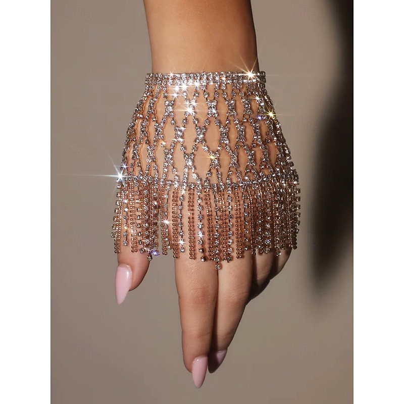 Women's Rhinestone Hand Chain Bracelet – Luxury Crystal Fringe Glove for Party, Wedding and Evening Events