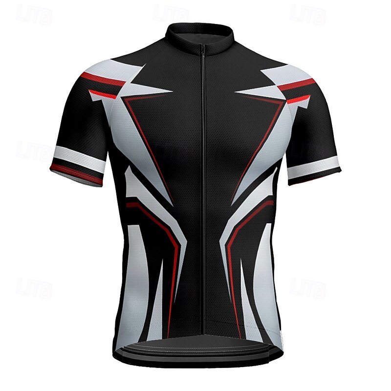 Men's Cycling Jersey Geometric Short Sleeve Bike Tee Tshirt Jersey with 3 Rear Pockets Mountain Bike MTB Quick Dry Anatomic Design Wicking Breathable Sports Red Blue Sky Blue Clothing Apparel