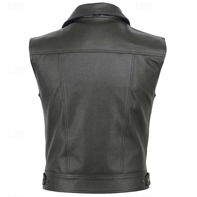 Retro Vintage 1980s Motorcycle Vest Leather Vest Bikers Rocker Matte Finish Solid Color Fancy Dress Men's Party Casual Daily Pride Parade Adults' Vest Spring & Summer3