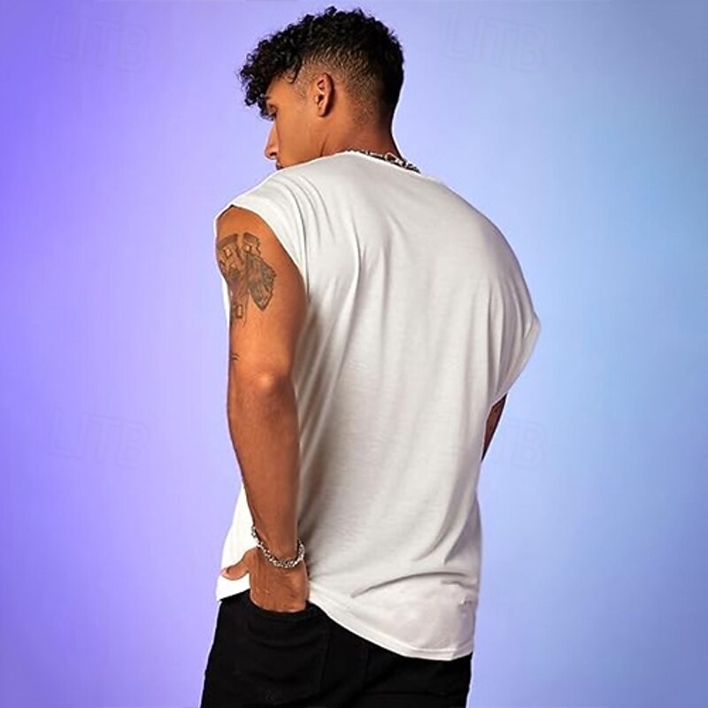 Men's Tank Top Vest Undershirt Sleeveless Shirt Sleeveless Deep U Summer Plain Fashion Classic Comfortable Street Casual Sports White Top Tee for Men2