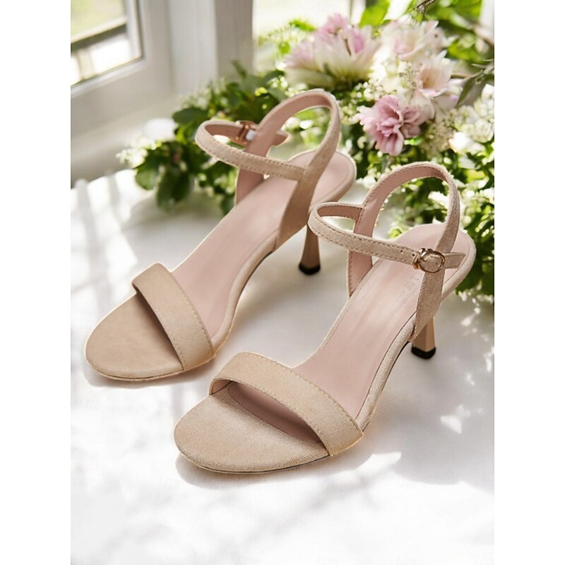 Women's Beige Slingback Kitten Heels – Elegant Open Toe Sandals for Romantic Dates and Summer Outfits3