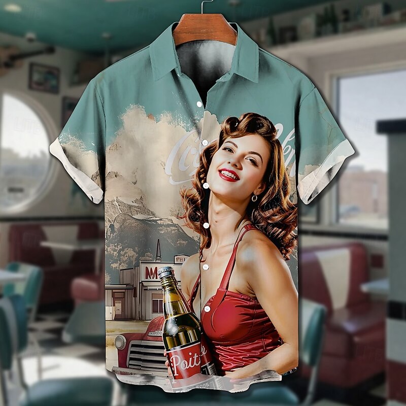 Blouse / Shirt Retro Poster Retro Girl Graphic For Men's Adults' Masquerade 3D Print Vacation Party