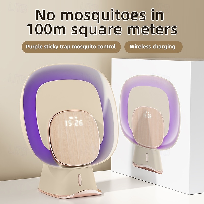 Multifunctional Mosquito Trap Lamp – Anti-Mosquito Device with Clock and Purple Light, Wireless Powered by Mobile Phone