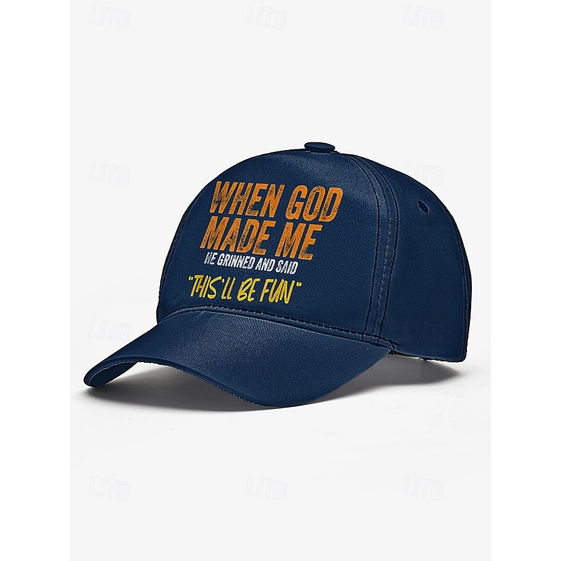 Funny Embroidered Baseball Cap for Men – 'When God Made Me' Adjustable Cotton Dad Hat, Casual Outdoor Trucker Cap for Sports, Travel & Daily Wear4
