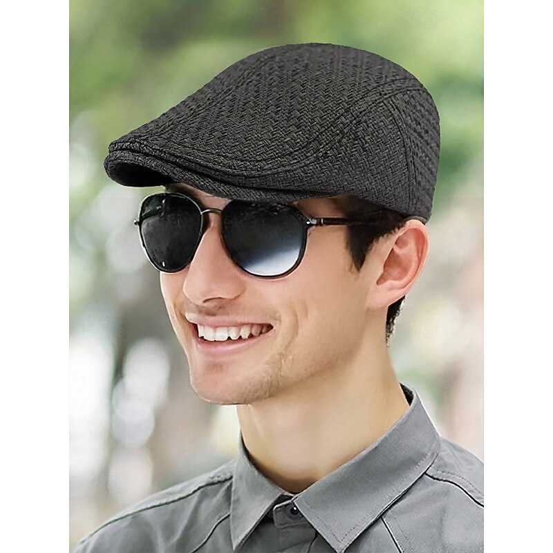 Men's Breathable Straw Flat Cap – Lightweight Vintage Newsboy Hat for Summer, Classic Gatsby Ivy Cap for Casual, Beach, Outdoor & Travel Wear
